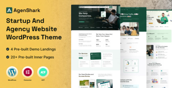 Agenshark – Startup Agency Elementor WordPress Theme