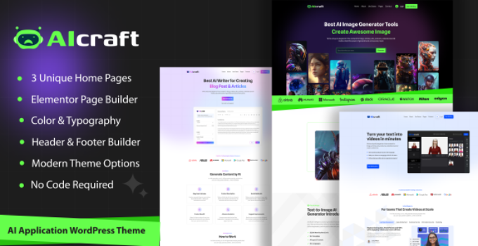 AIcraft – AI Application & Generator WordPress Theme