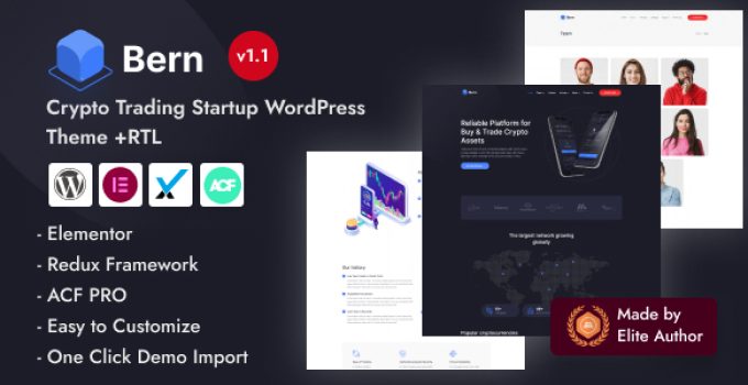 Bern – Cryptocurrency & Stock Trading Startup WordPress Theme