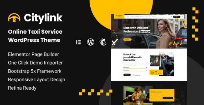 Citylink – Online Taxi Service WordPress Theme