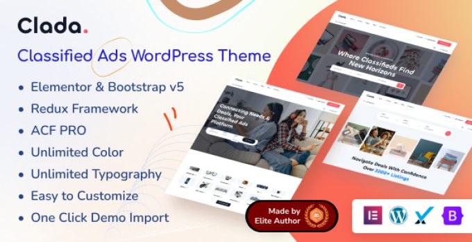 Clada – Classified Ads Elementor WordPress Theme