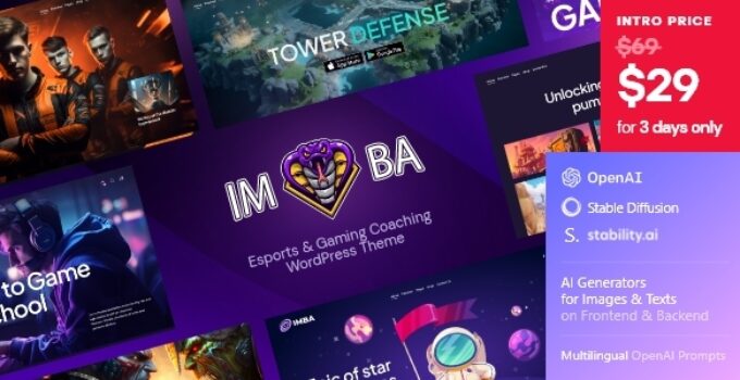 Imba — Esports & Gaming Coaching WordPress Theme