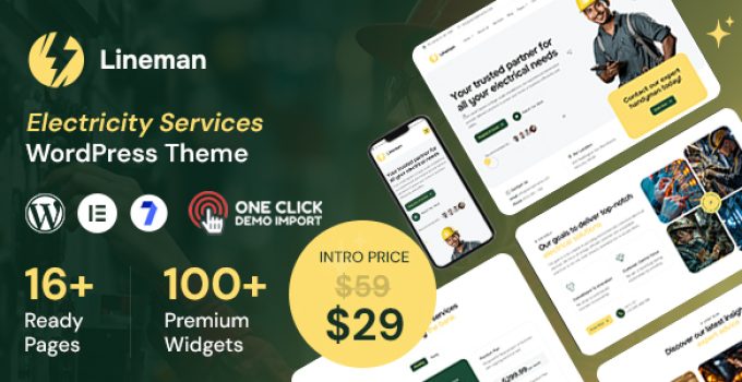 Lineman – Electricity Services WordPress Theme