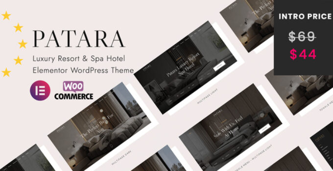 Patara – Luxury Resort & Spa Hotel Elementor WordPress Theme