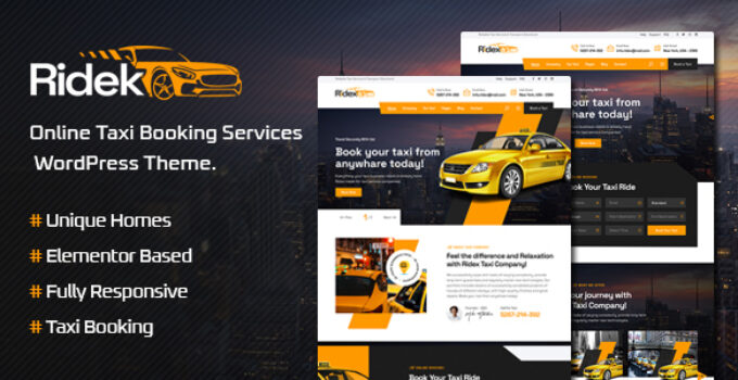Ridek – Online Taxi Booking Service WordPress Theme