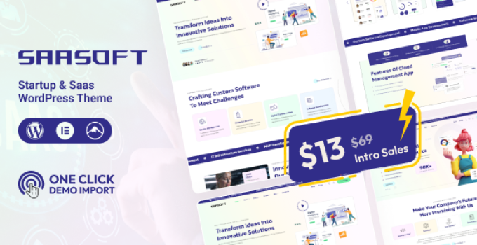 SaaSoft – Startup & SaaS Startup WordPress Theme