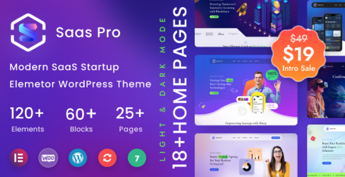 SaaSPro – SaaS & Tech Startup Elementor WordPress Theme
