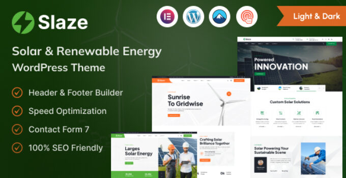 Slaze – Solar & Renewable Energy WordPress Theme