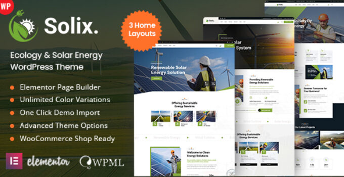 Solix – Ecology & Solar Energy WordPress Theme