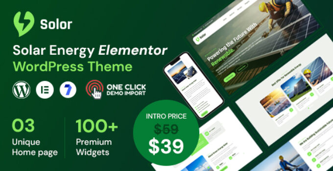 Solor – Solar Energy Elementor WordPress Theme