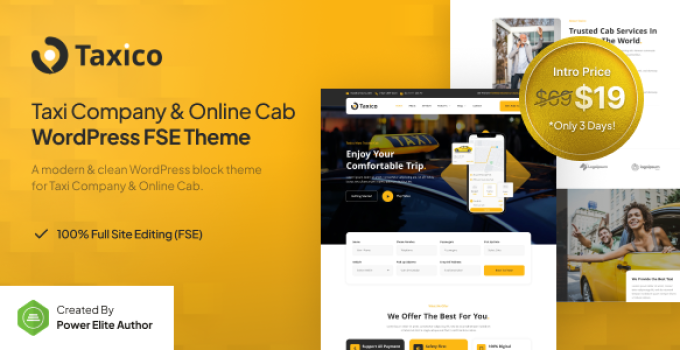 Taxico – Taxi Company & Online Cab Service FSE WordPress Theme