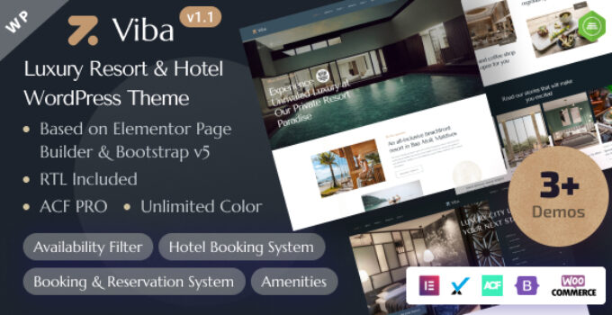 Viba – Luxury Resort & Hotel Elementor WordPress Theme