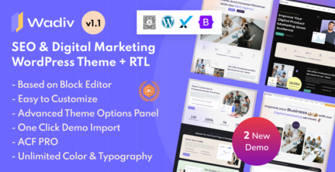 Wadiv – Gutenberg SEO Digital Marketing WordPress Theme