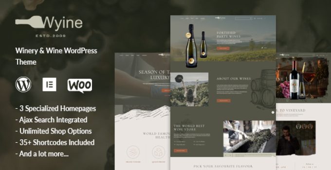 Wyine – Wine Store & Vineyard WordPress Theme
