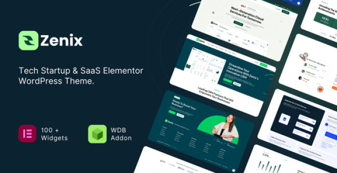 Zenix – Tech Startup & SaaS Elementor WordPress Theme