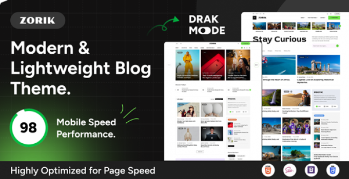 Zorik – Modern & Lightweight Blog WordPress Theme